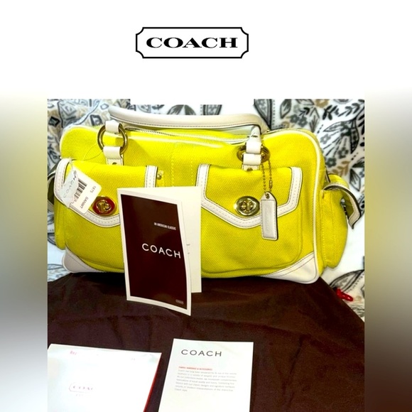 COACH Cotton Twill Gallery Satchel W/White Leather Trim Style No. LO4Q-1875 NWT - Picture 1 of 15